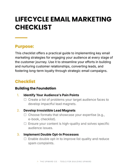 Checklist page, The Email List Starter Kit
