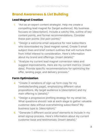 Prompts page, The Email List Starter Kit