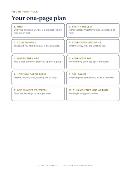 Another page from Your One-Page Marketing Plan