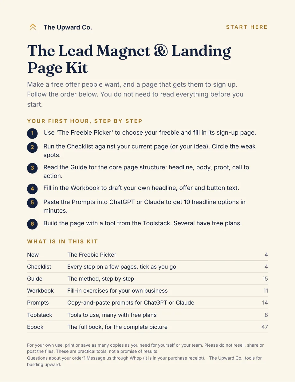 Start Here page
