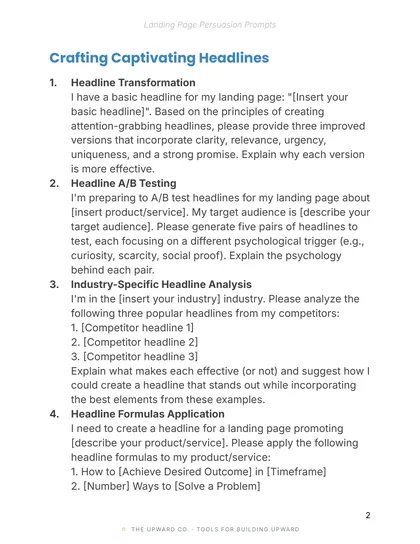 Prompts page, The Lead Magnet & Landing Page Kit