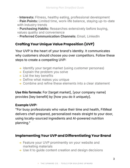 Guide: your value page, The One-Page Marketing Plan Kit