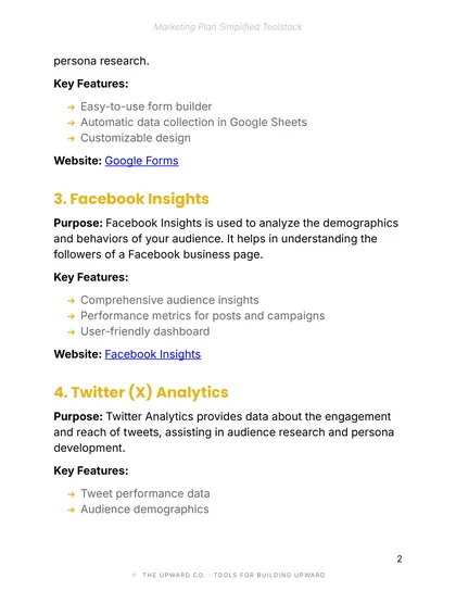 Toolstack page, The One-Page Marketing Plan Kit