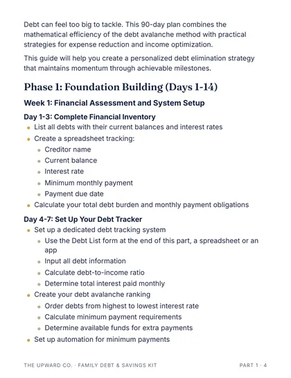 The 90-day plan, week by week page from the kit
