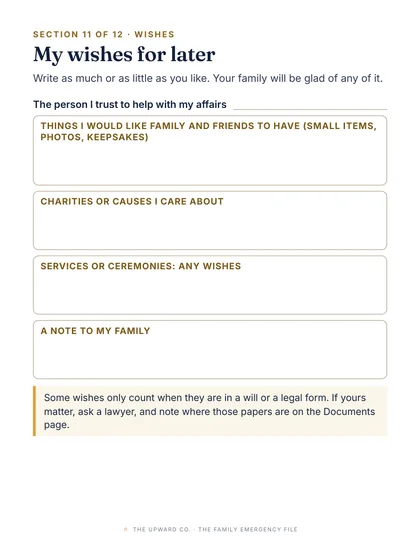 My wishes for later page from the file