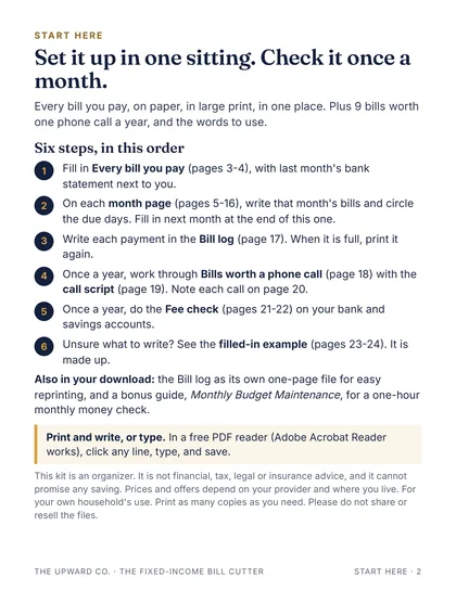 Start here page from the kit