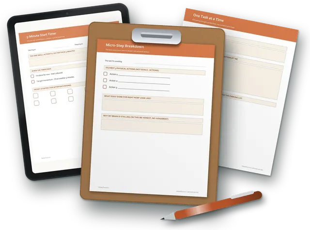 ADHD Task-Initiation Starter Kit: real pages from the PDF